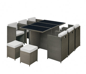 Verdant 11pcs low Back Cube Dining Grey Cushions