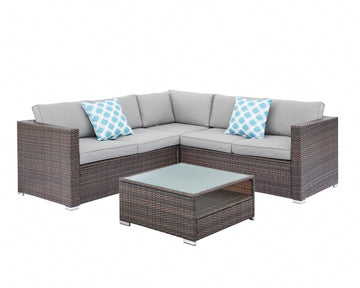 Oasis 4PC Corner Sofa Set w/ Grey Cushions