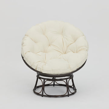 Tranquil Swivel Moon Chair w/ Cream Cushions
