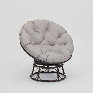 Haven Swivel Moon Chair w/ Grey Cushions