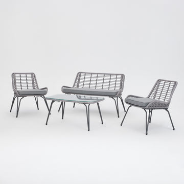Sunset Wicker Lounge Set with Grey Cushions with cover