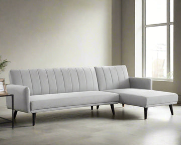 Mila Light Grey Fabric L Shape Sofa Bed