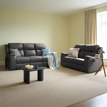 Caston Grey Air Leather 2+3 Seater Recliner Sofa