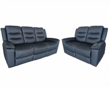 Valencia 2+3 Seater Manual Recliner Anti Scratch Leather Black