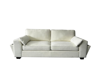 Henley 3 Seater Sofa Set with Cupholder on Side and and Storage Cream