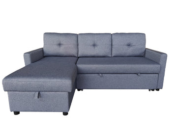 Retro Universal Corner Pull Out Sofa bed with storage chase Grey