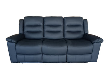 Valencia 3 Seater Manual Recliner Anti Scratch Leather Black