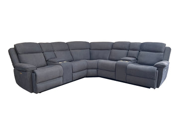 Hannah Fabric Corner Electric Recliner with cupholders and Console Box Grey