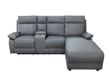 Harrison Anti scratch Leather Manual Recliner Right hand Corner Grey