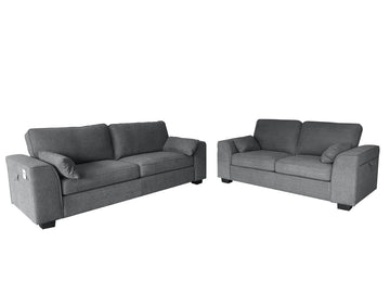 Henley 2+3 Seater Sofa Set with Cupholder on Side and and Storage Grey