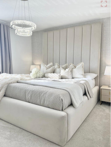 Moly Panelled Bed in Plush Velvet