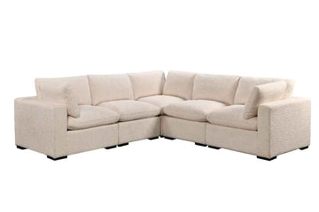 Cozy 5 seater Modular Corner Duck feather cushions Boucle Cream