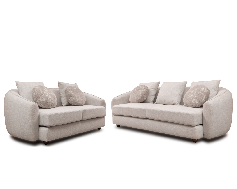 Lunar 2+3 sofa set Cream with Footstool