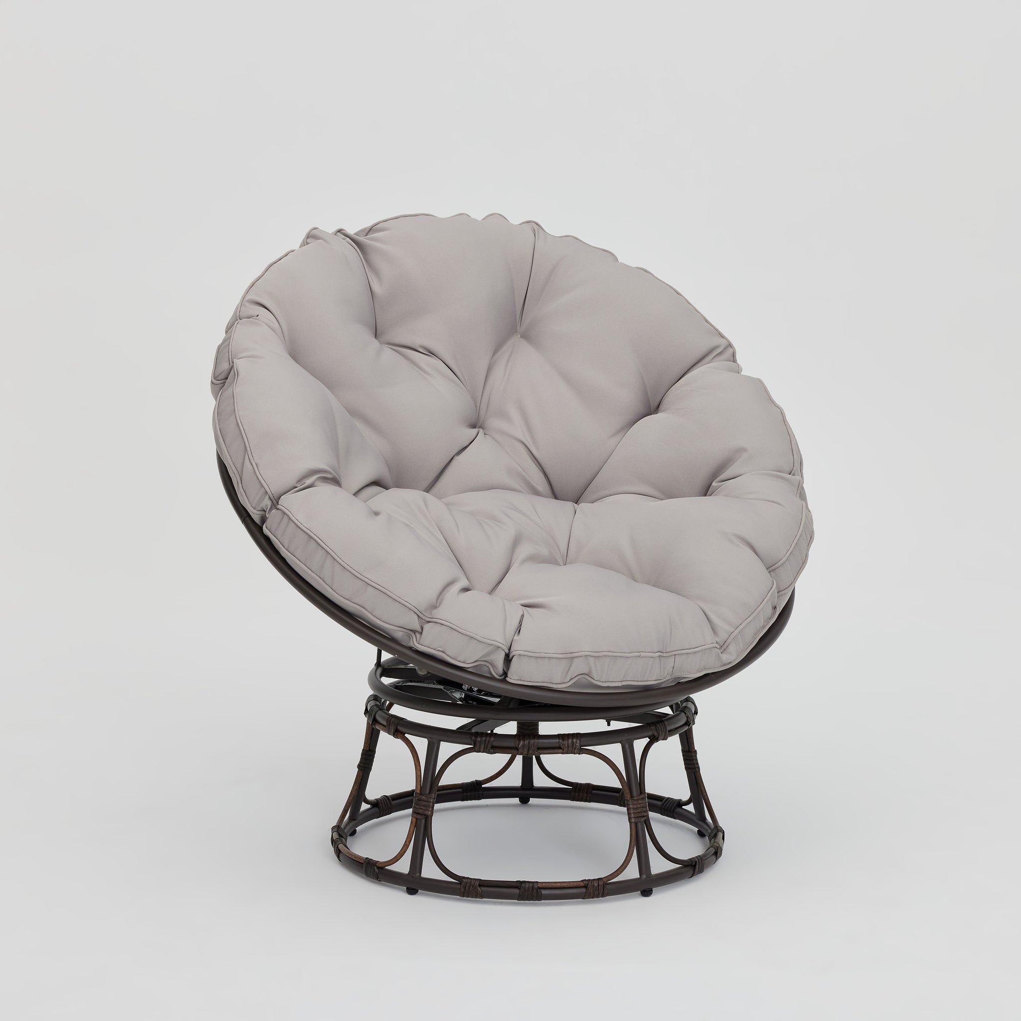 Haven Swivel Moon Chair w/ Grey  Cushions