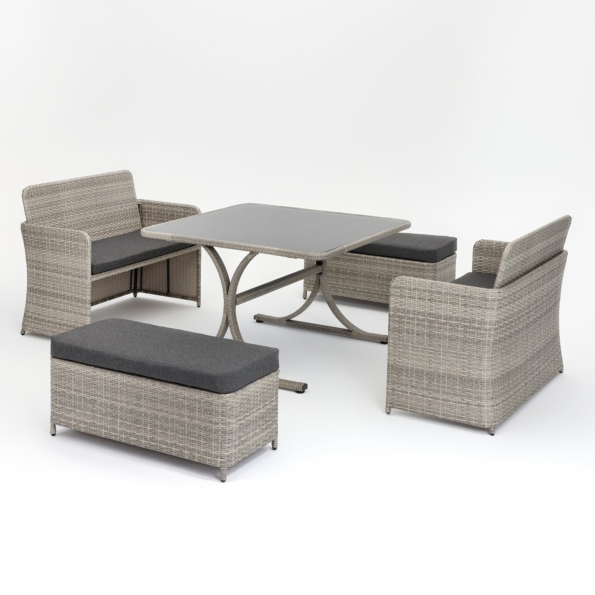 Terrace 2 Seater Cube Set with Bench  with cover