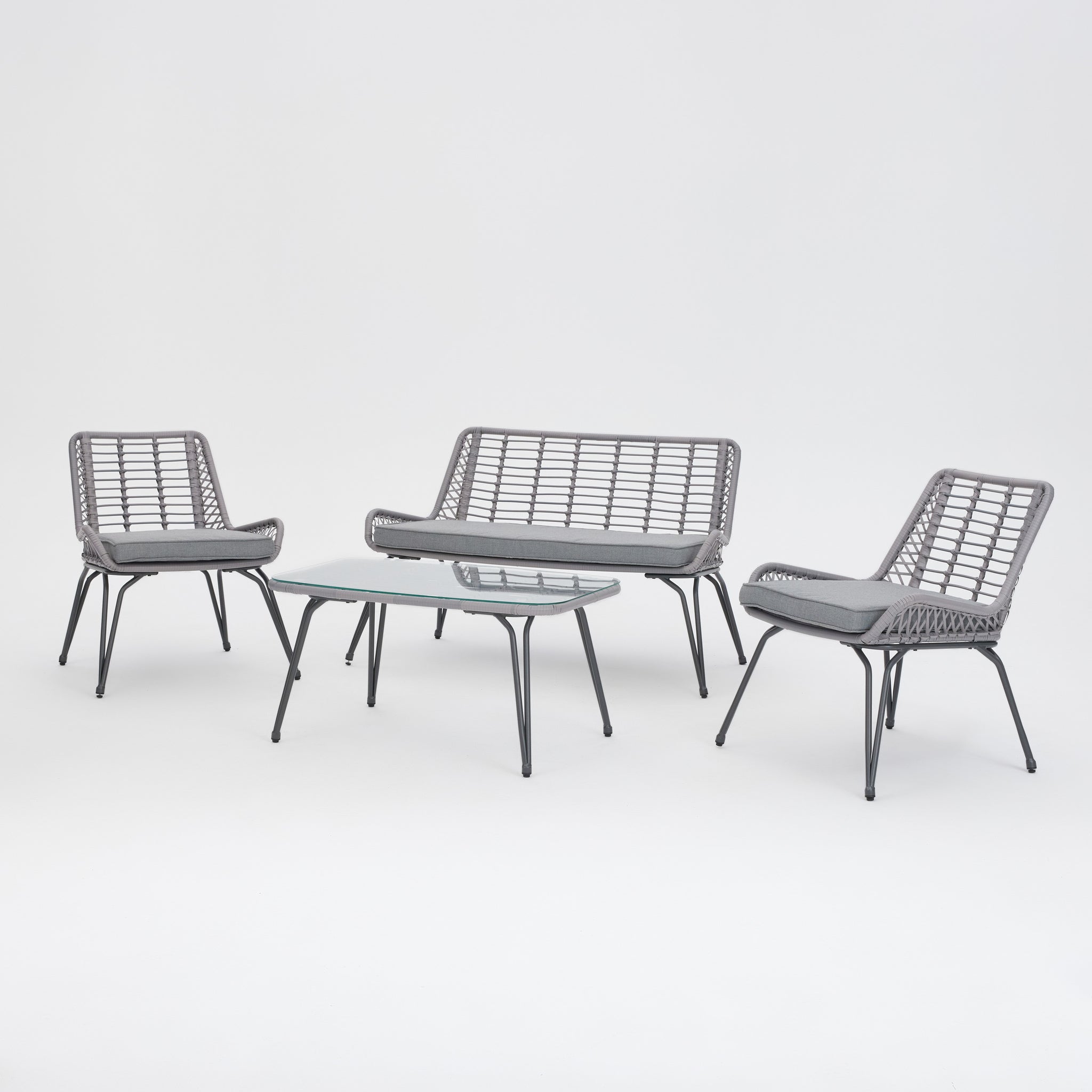 Sunset Wicker Lounge Set with Grey  Cushions with cover