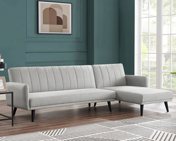 Clayton Light Grey Fabric L Shape Sofa Bed