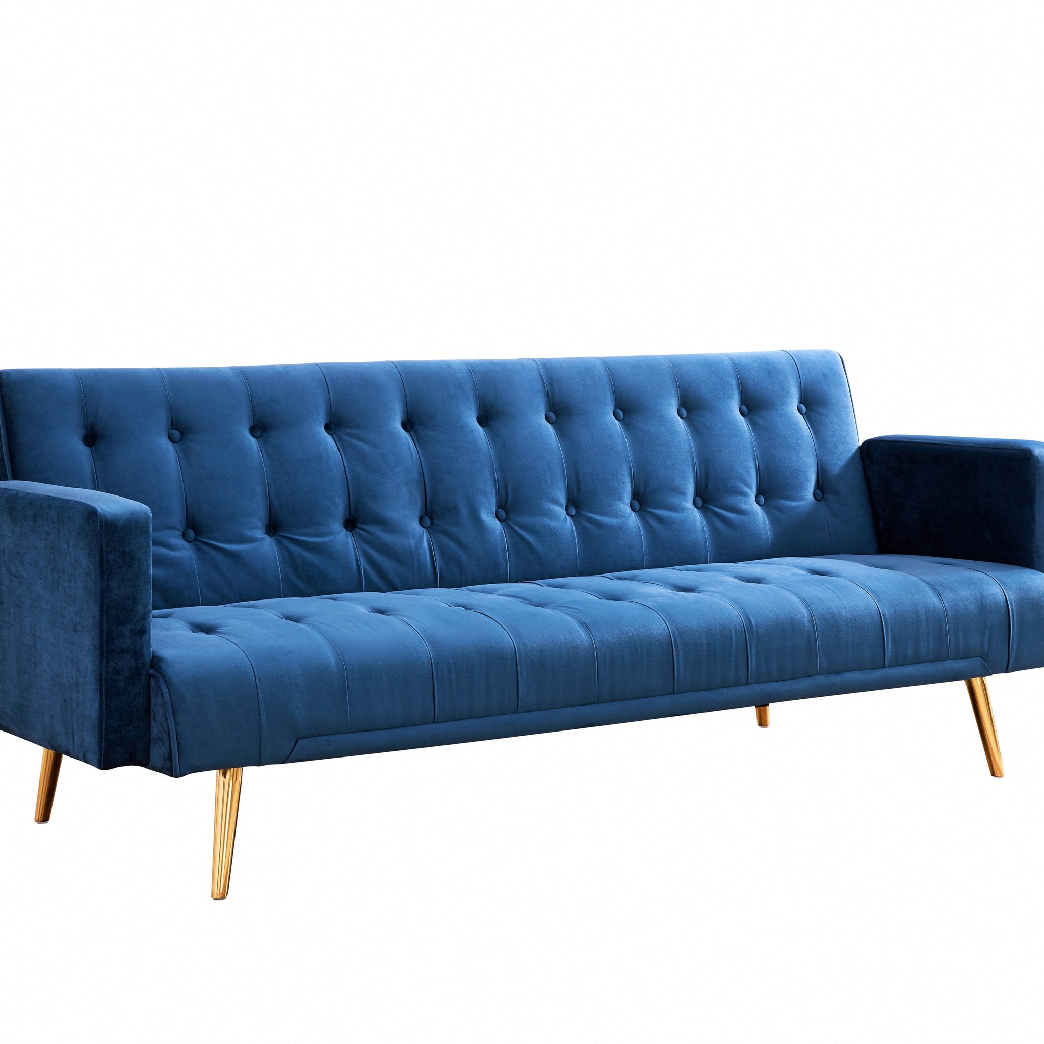 Westminster V2 Blue Velvet Sofa bed with Golden Metal legs