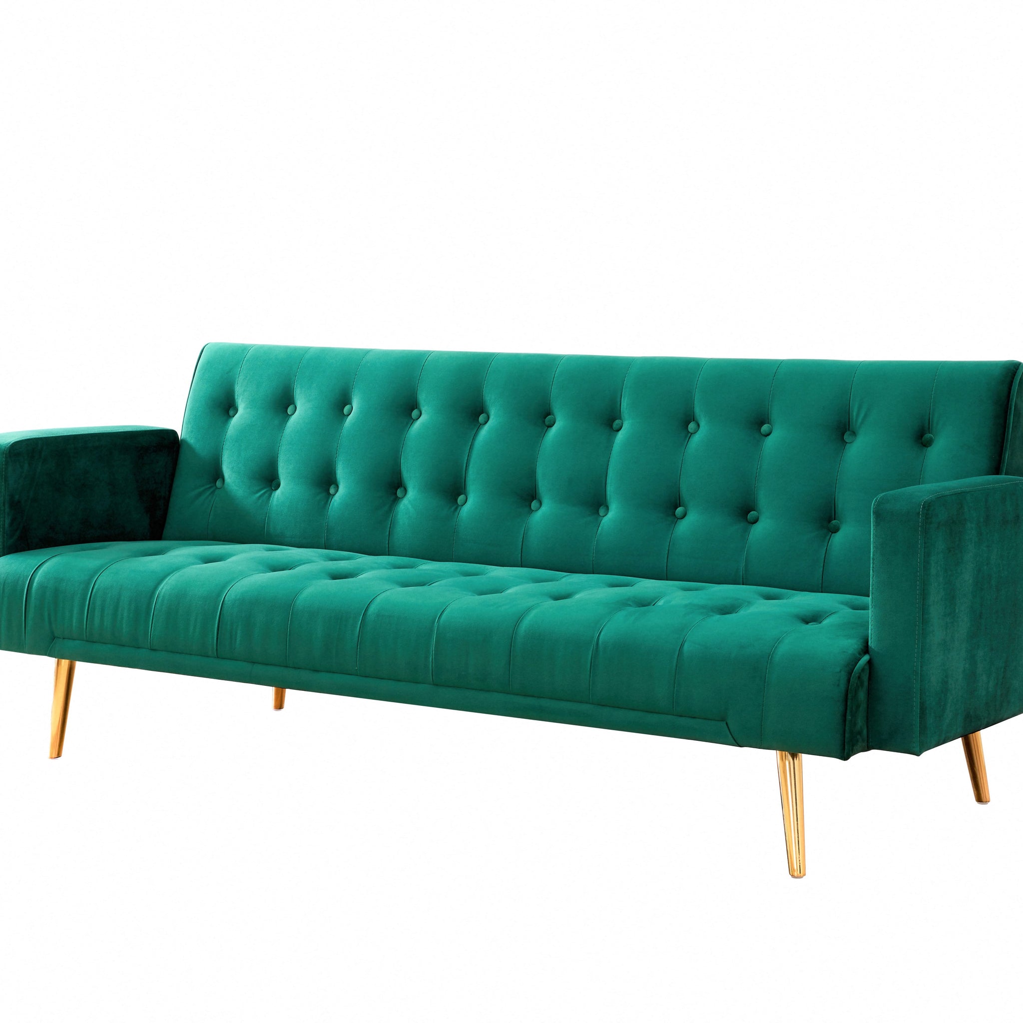 Westminster V2 Green Velvet Sofa bed with Golden Metal legs