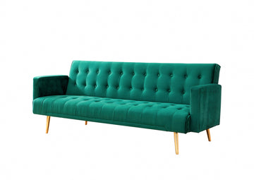 Westminster V2 Green Velvet Sofa bed with Golden Metal legs