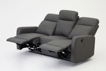 Merrick Dark Grey PU 3 Seater Electric Recliner Sofa