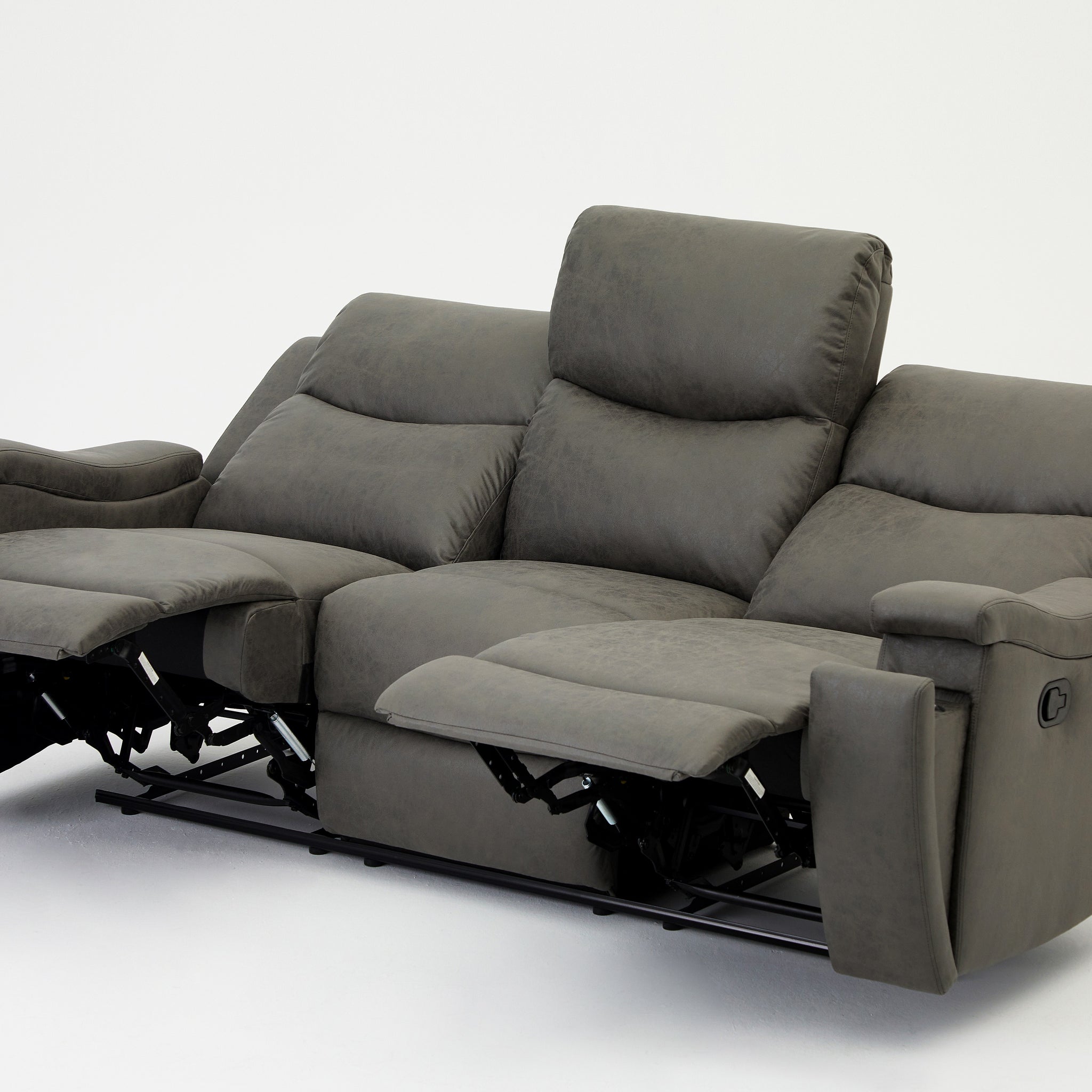 Caston Grey Air Leather 3 Seater Recliner Sofa