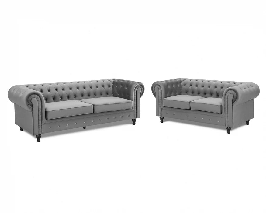 Chesterfield Studded Velvet 2+3 Seater Sofa