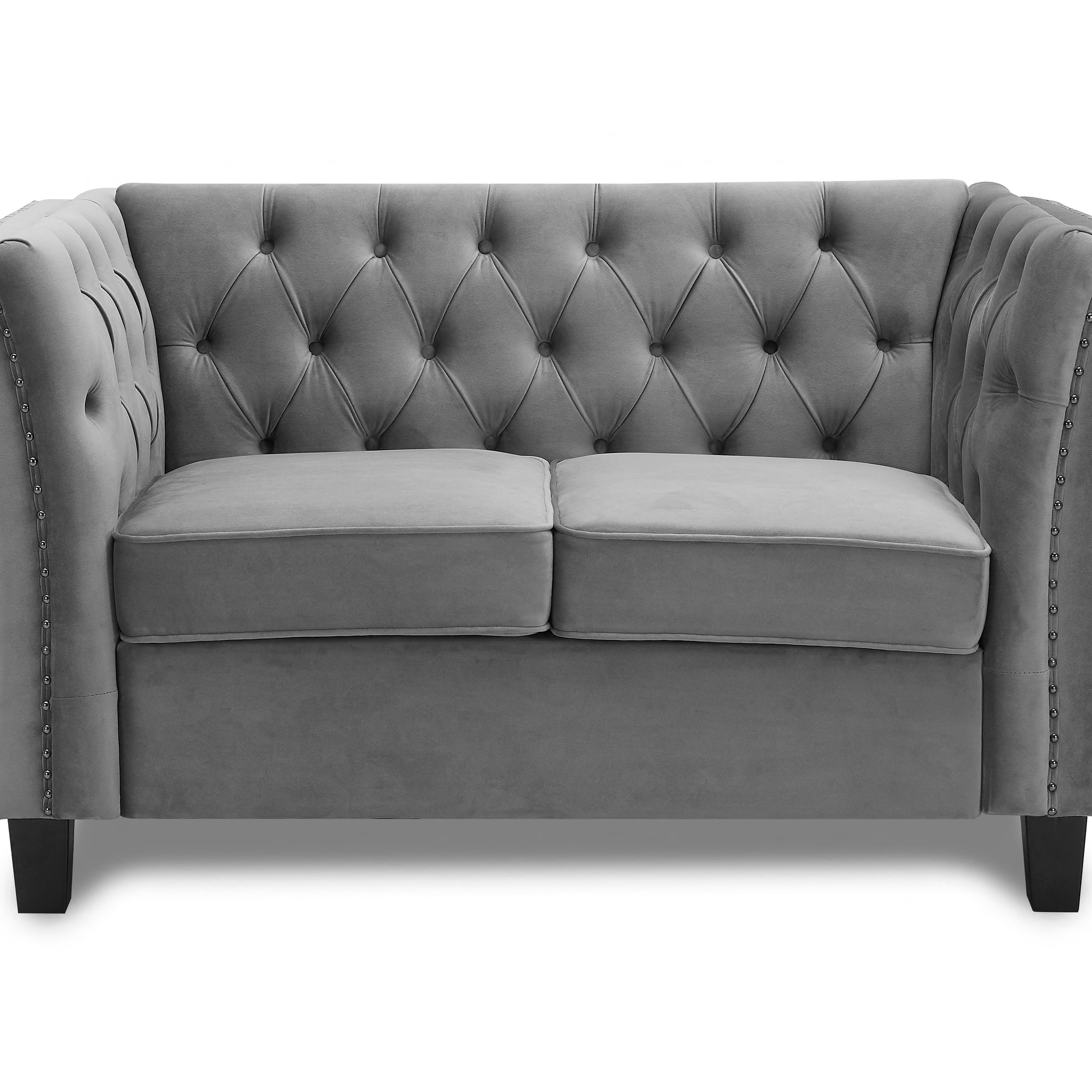 Chandler Light Grey Velvet Sofa 2s