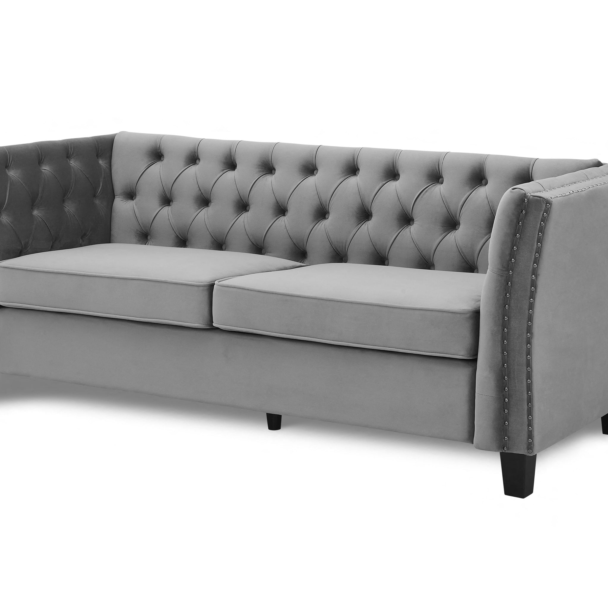 Chandler Light Grey Velvet Sofa 3s