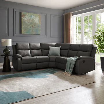 Sutton Grey Air Leather Corner Recliner Sofa