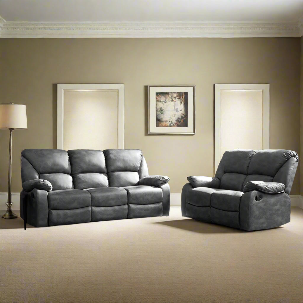 Eliot Faux LeatherFabric 2+3 Seater Manual Recliner Sofa