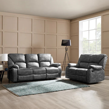 Eliot Faux LeatherFabric 2+3 Seater Manual Recliner Sofa