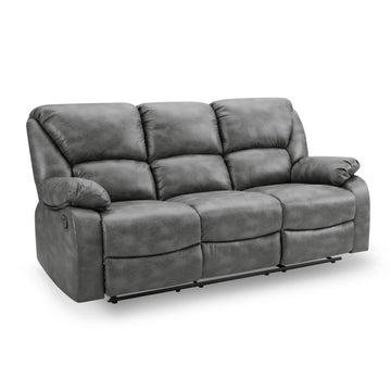 Eliot Grey Faux LeatherFabric 3- Seater Manual Recliner Sofa