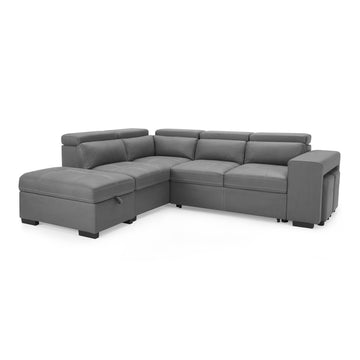 Sienna Grey Air Leather Left Hand Corner Sofa With Storage