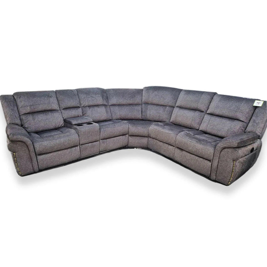 Berlin Fabric Electric Recliner Corner Sofa Grey