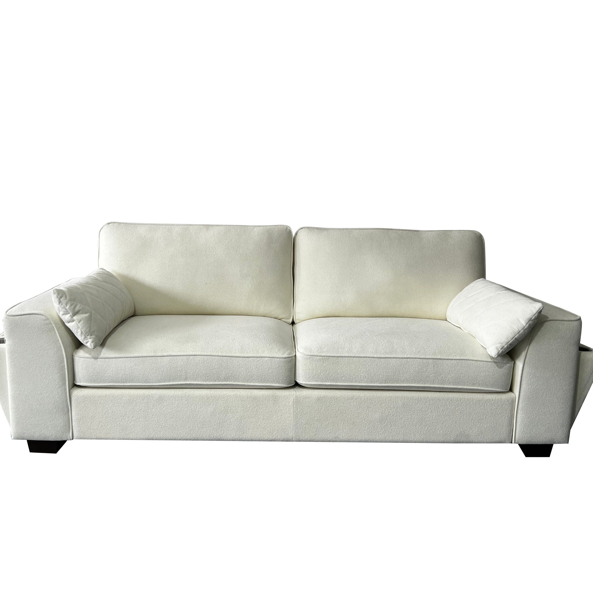 Henley 3 Seater Sofa Set with Cupholder on Side and and Storage Cream
