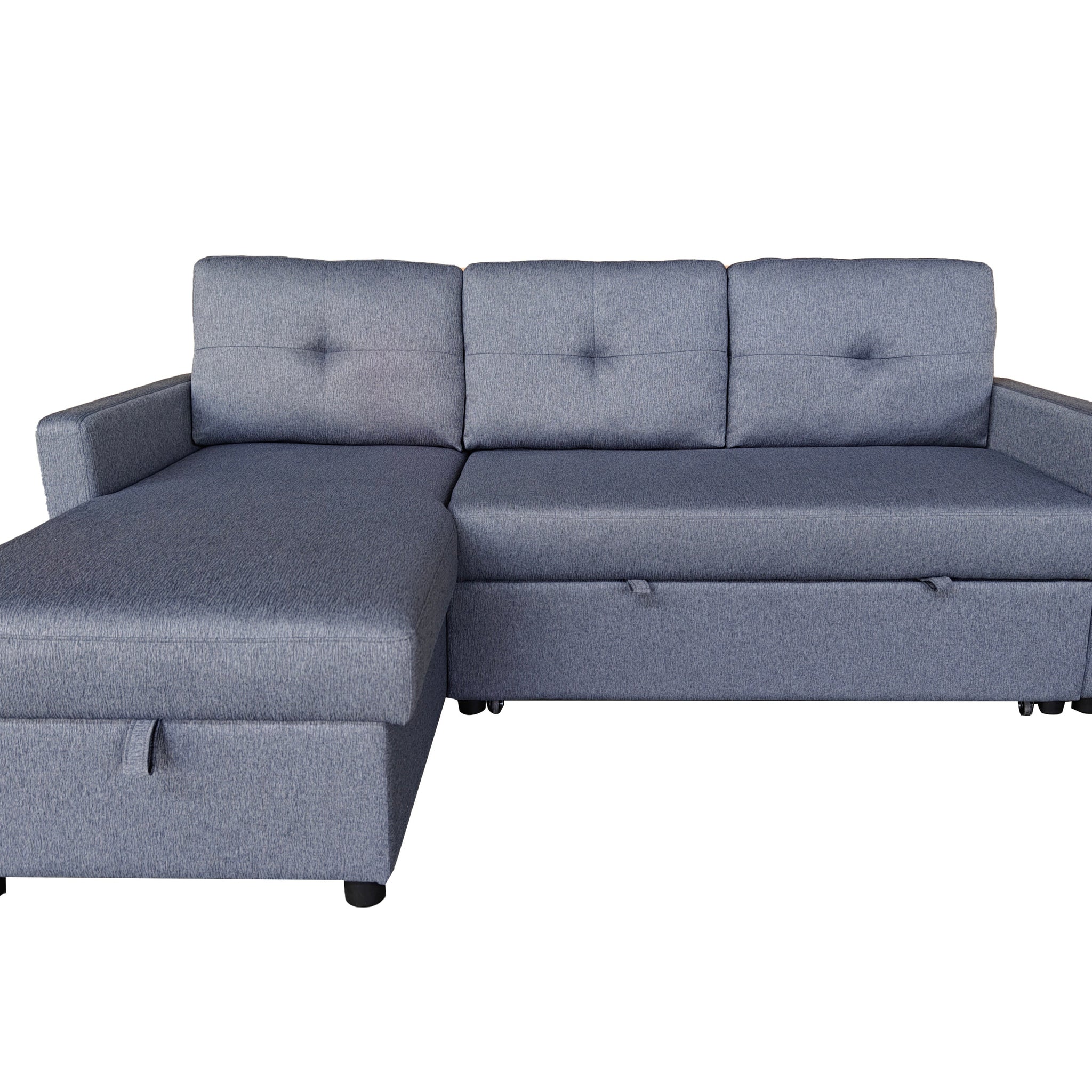 Retro Universal Corner Pull Out Sofa bed with storage chase Grey