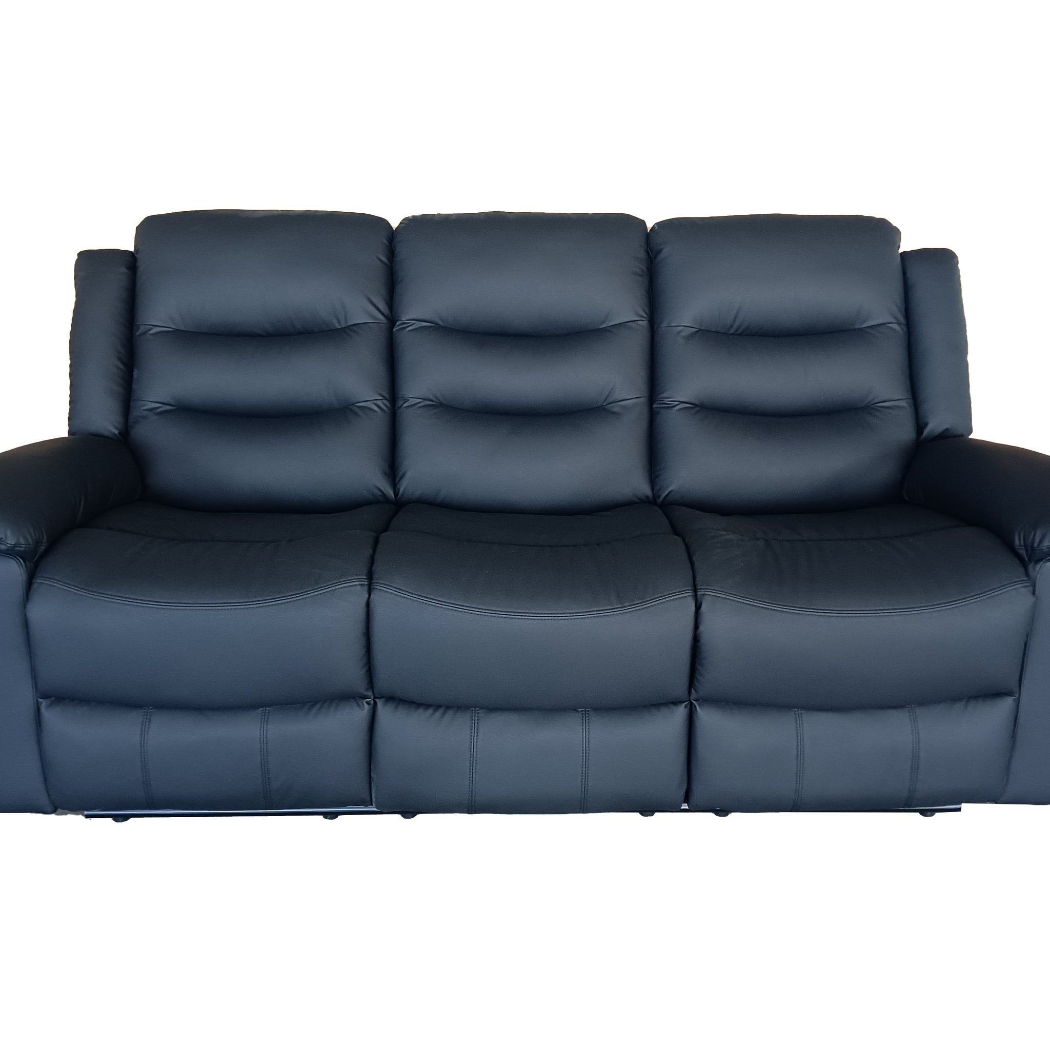 Valencia 3 Seater Manual Recliner Anti Scratch Leather Black