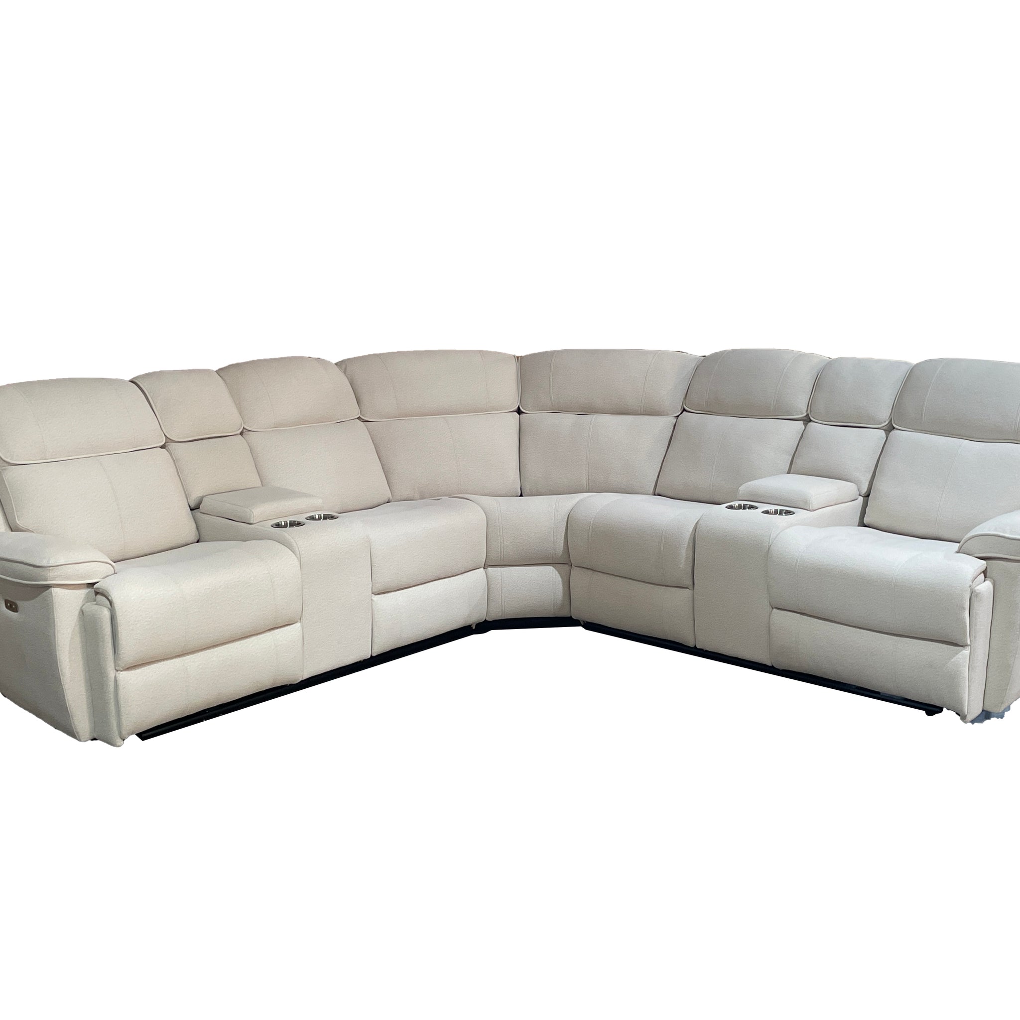 Hannah Fabric Corner Electric Recliner with cupholders and Console Box cream