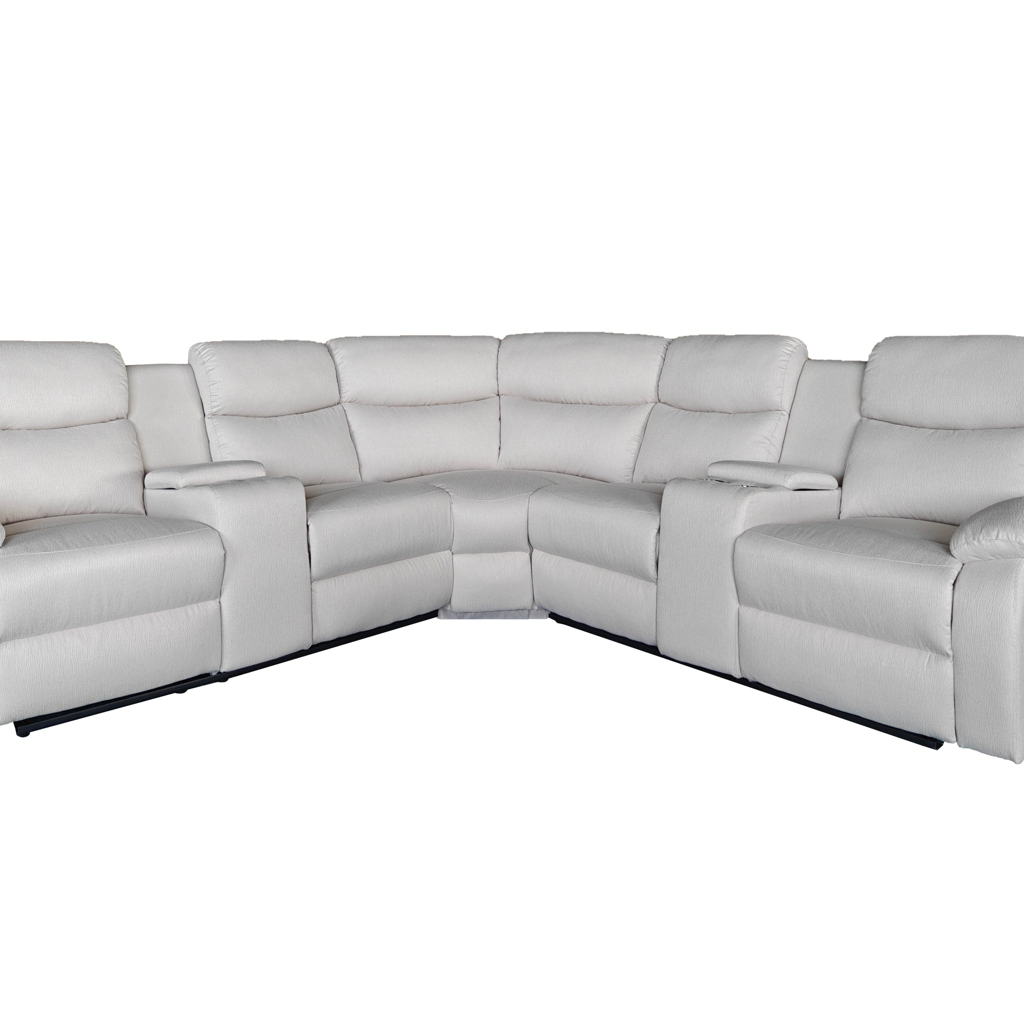 Montari Fabric Manual Recliner with console and cupholders Cream
