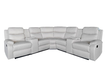 Montari Fabric Manual Recliner with console and cupholders Cream