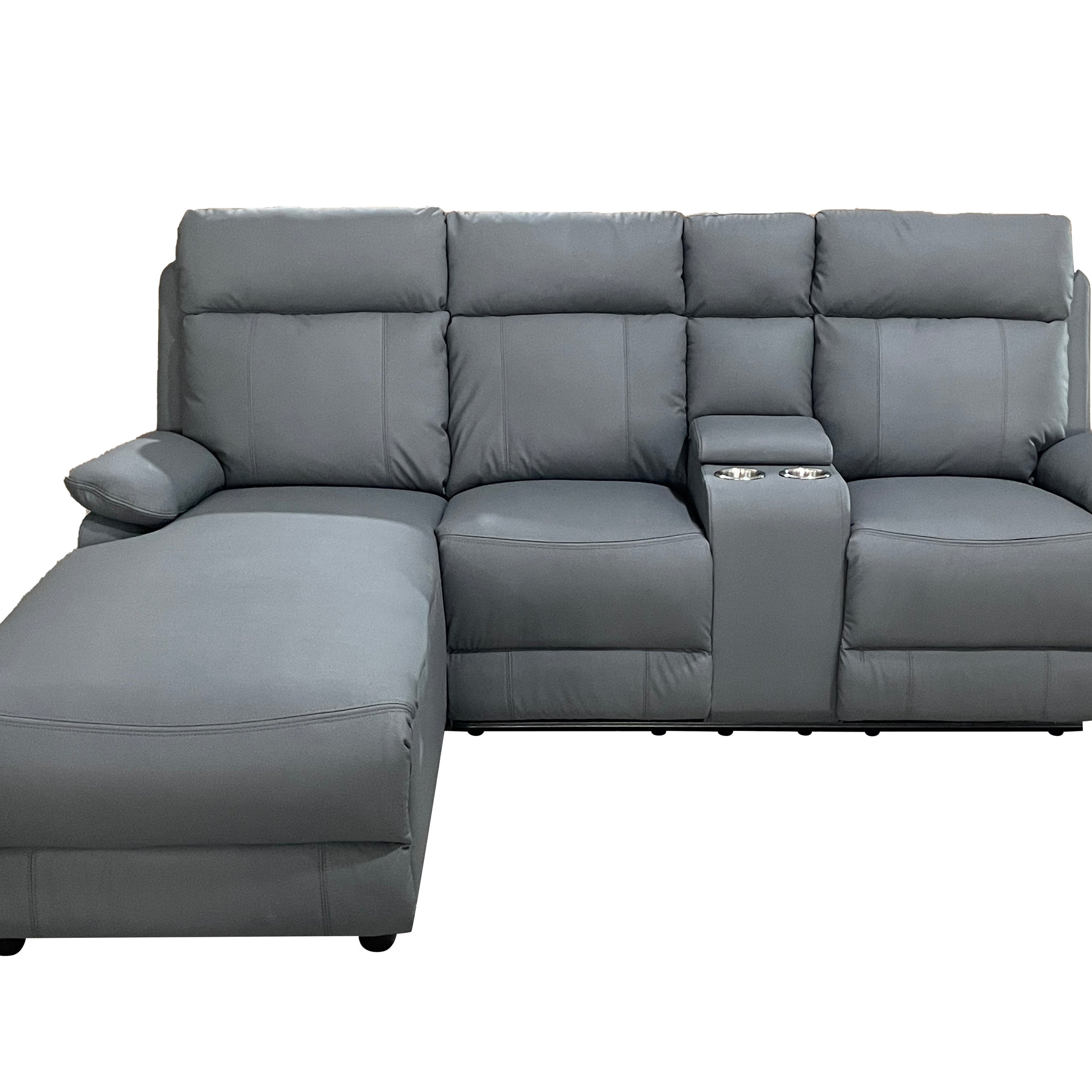 Harrison Anti scratch Leather Manual Recliner Left hand Corner Grey
