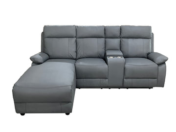 Harrison Anti scratch Leather Manual Recliner Left hand Corner Grey