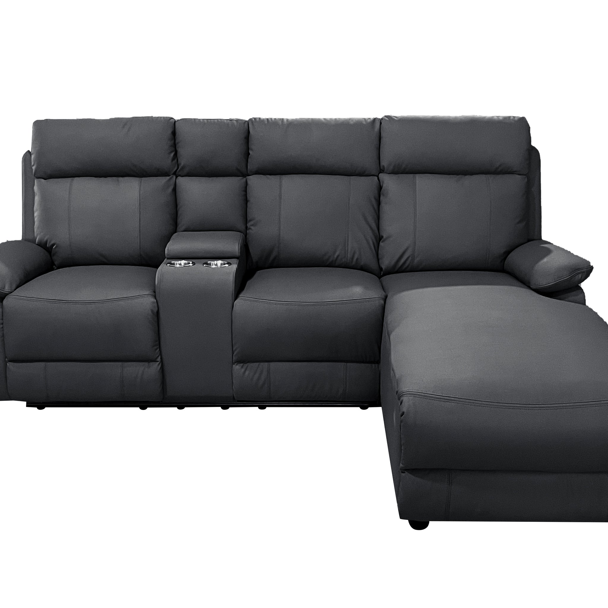 Harrison Anti scratch Leather Manual Recliner Right hand Corner Black