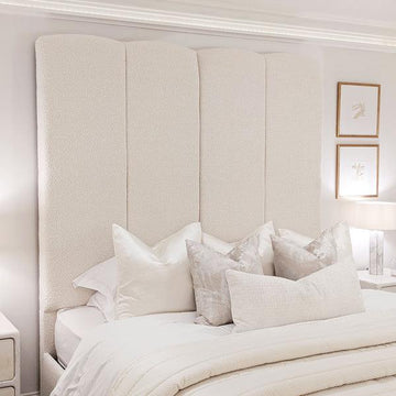 Cascade Cream Boucle Luxury Panelled Headboard Bed