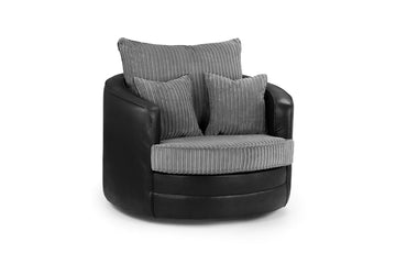 Logan Sofa Black/Grey Swivel Chair