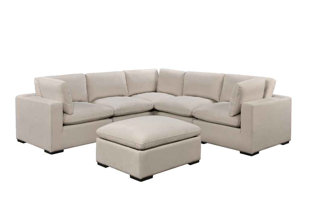 Cozy 5 seater Modular Corner Duck feather cushions Luxe Cream